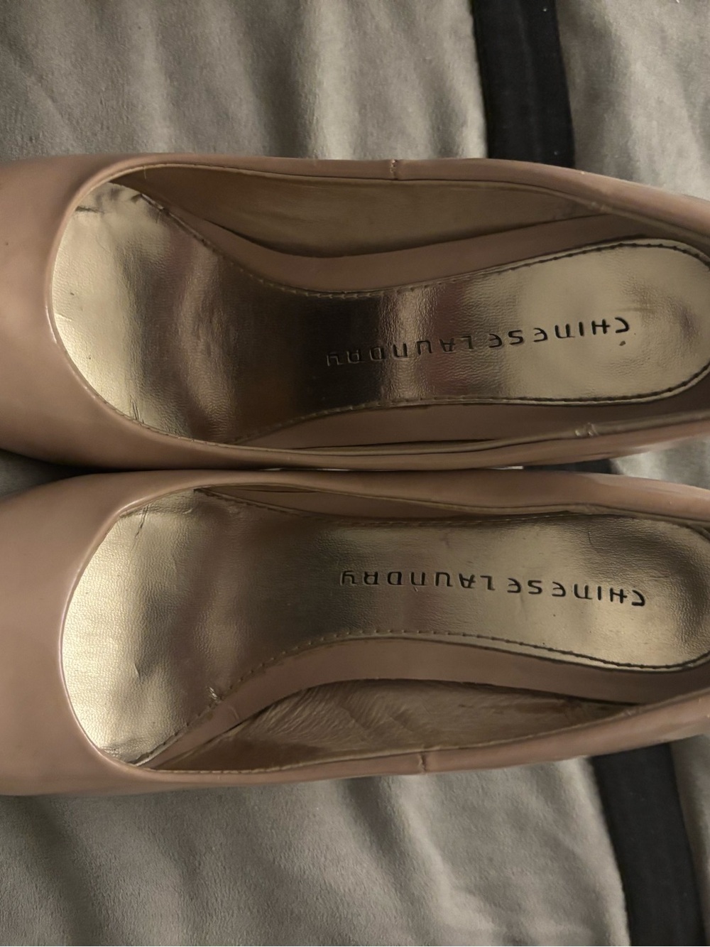 Chinese Laundry Blush Nude Patent Round-Toe Heels